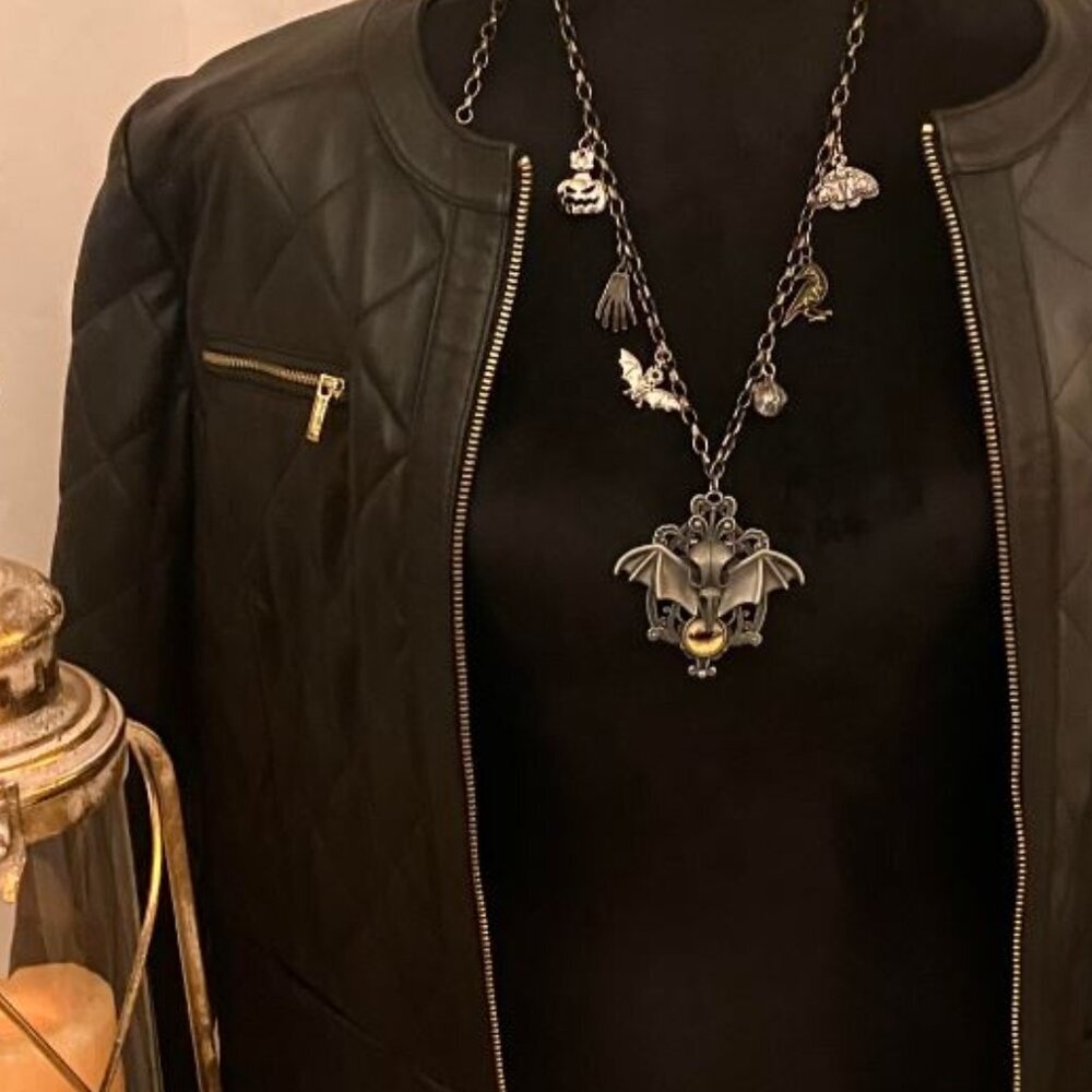 Handcrafted Goth Halloween Scary Evil Eye Bat #2 Unisex Necklace